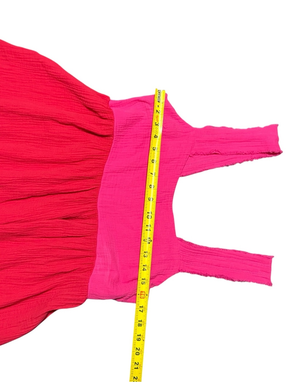 Natural Life Tricia Pink Red Cotton Gauze Midi Dress Colorblock Fairy Boho Med - Picture 10 of 12